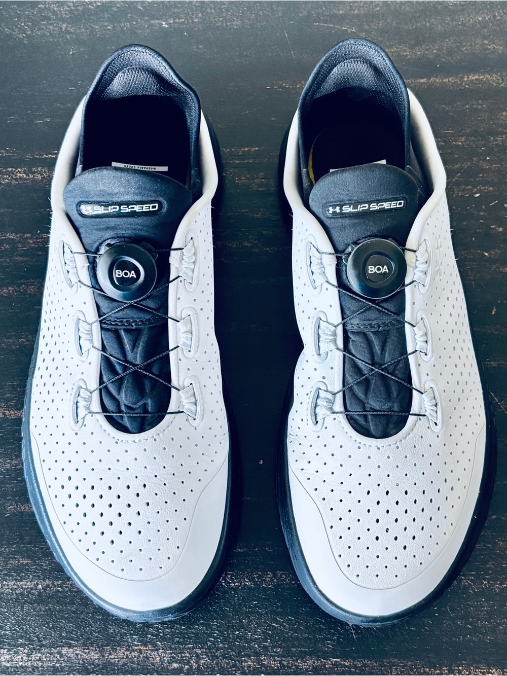Under Armour Flow SlipSpeed Shoes BOA Men 11 Women 12.5 White/Black 3027049-122